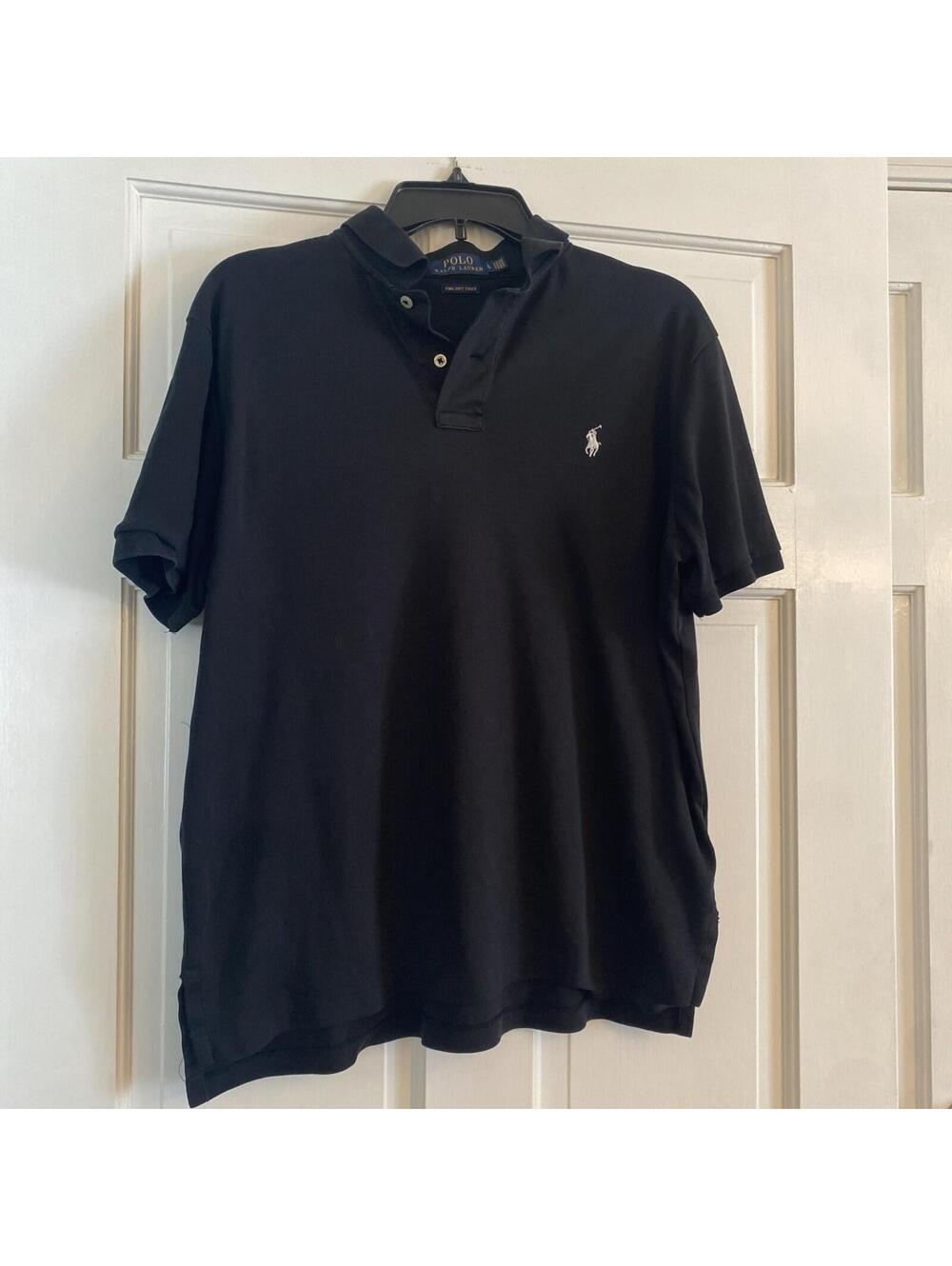Polo Ralph Lauren Mens Black Pima Touch  Polo Shirt Large Short Sleeves